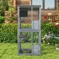 thumbnail image 4 of Gymax Wooden Cat House 72'' Indoor Outdoor Kitten Enclosure Kennel Condo on Wheels Grey, 4 of 10