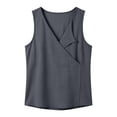 thumbnail image 4 of WHLBF Tank Tops for Women V-Neck Sleeveless Solid Color Cotton Linen Top Tank Gray L, 4 of 7