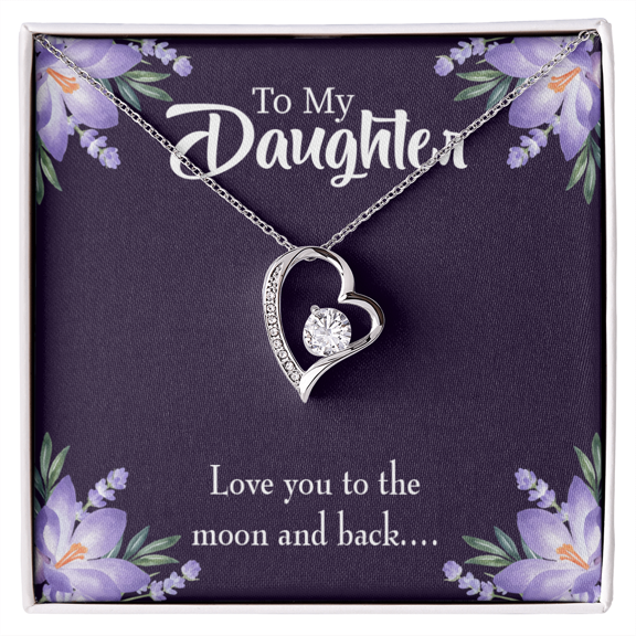 To My Daughter Love You to the Moon and Back Forever Necklace w Message Card