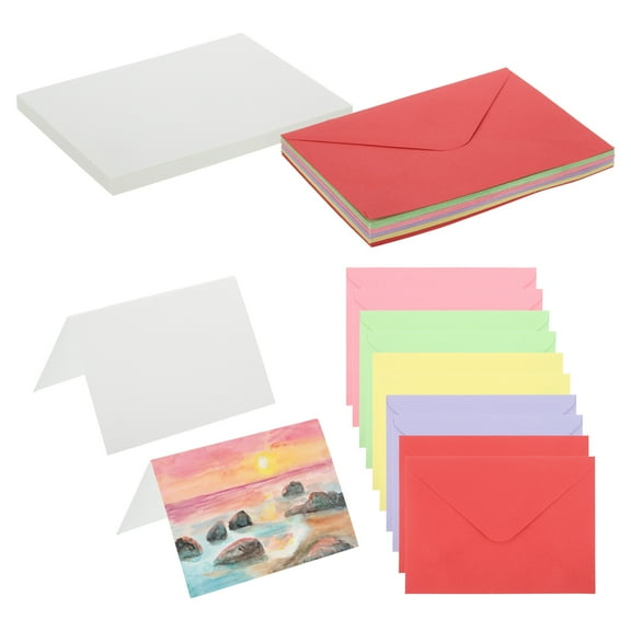5x7 Inch Pure Cotton Watercolor Cards, 25 Sets Postcards with Envelopes 140lb/300 GSM for Art Painting Creative Thank Notes, 5 Colors