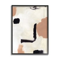 Stupell Industries Soft Tone Neutral Abstraction Beige Black Design Black Framed, 24 x 30, Design by Victoria Barnes