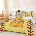 thumbnail image 3 of Erosebridal Light Blue Dripping Baseball Stitch & Waffle Letter L Graphic Bedding Comforter Set 7pcs, Alphabet Graphic Queen Bedding Sets for Boys And Girls Kids,Lightweight Room Decor, 3 of 6