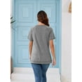thumbnail image 4 of SHIBEVER Women Tops Summer Short Sleeve Tops Casual Loose Side Split Tunic Tops Ladies Comfortable Crewneck Tops Blouse Light Gray L, 4 of 8