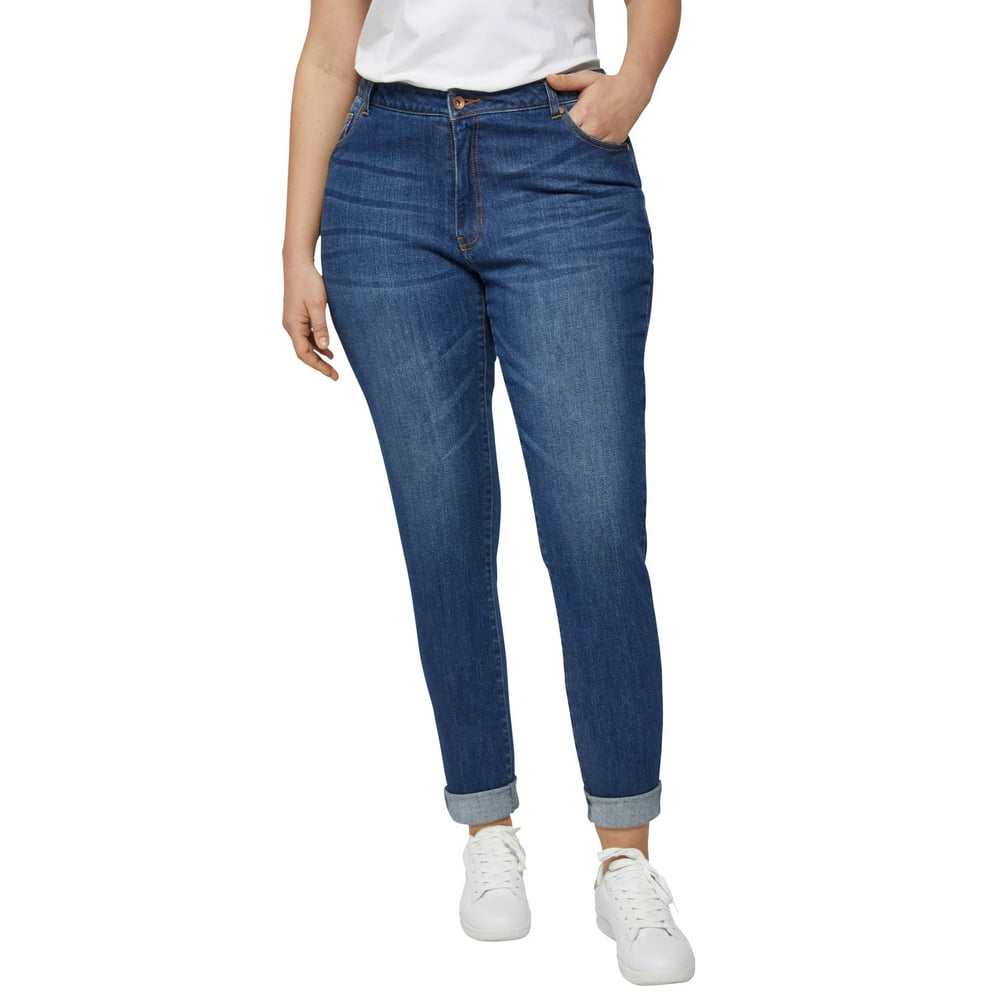Ellos - Ellos Women's Plus Size Boyfriend Jeans Jeans - Walmart.com ...
