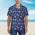 thumbnail image 2 of Pofeuu Skull purple flower Print Hawaiian Shirt for Men Sleeves Casual Button Down Summer Beach Dress Shirts T-Shirts,Large, 2 of 7