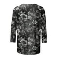 thumbnail image 4 of CYMMPU Blouses for Women Dressy Casual Round Neck Floral Pattern Loose Fit 3/4 Sleeve Spring Tunic Tops Fall Trendy Shirts Lightweight Basic Tees Multicolor XXL, 4 of 5