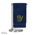 thumbnail image 2 of Monogrammed Bath Towel, Personalized Gift, 27 x 54 inches - Set of 2 - Gold Script Embroidered Towel - 100% Turkish Cotton- Soft Terry Finish - for Bathroom or Spa - Script Y Navy, 2 of 2