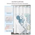 thumbnail image 2 of No Hook Teal Blue Octopus Coastal Shower Curtain with Snap in Liner Set, Nautical Coral Starfish Waterproof Fabric Bathroom Curtains with See Through Top Window, Hotel Style Modern 66 x 72 Inch, 2 of 7
