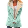 thumbnail image 1 of Winter Warm Fleece Lined Jackets For Women Plain Color Jacket With Pockets Button Coats Outerwear, 1 of 6