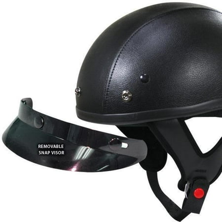 Outlaw Helmets Outlaw T70 Dark Rider Black Leather Like Half Helmet