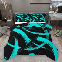 Homewish Geometric Stripes 3 Pieces Queen Comforter Set for Teens Boys Girls,Abstract Lines Ultra Soft Bedding Sets,Vintage Aesthetic Bedding Comforter Set Breathable,Lightweight Room Decor