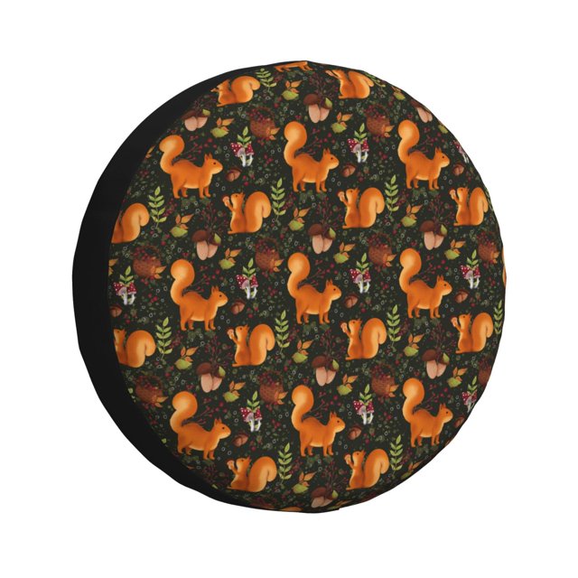 Balery Festive Squirrels Dark Forest Cubiertas para Neumáticos - Protector Resistente para Neumáticos de Camioneta, SUV, Remolque, Camper y RV-17 inch