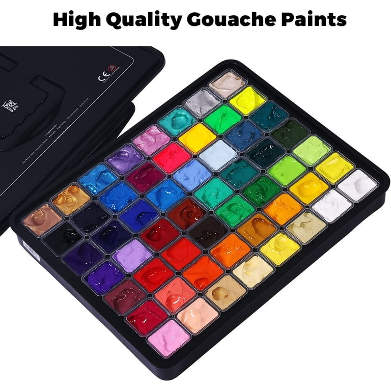 Himi Gouache Paint Set, 24 Colors x 30ml Unique Jelly Cup Design with 3 Paint Brushes and A Palette in A Carrying Case Perfect for Artists, Students