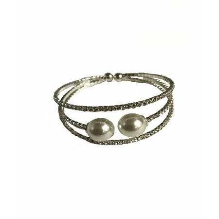 Jacqueline Kent - Wrap Bracelet - Pearl & Metallic Crystal