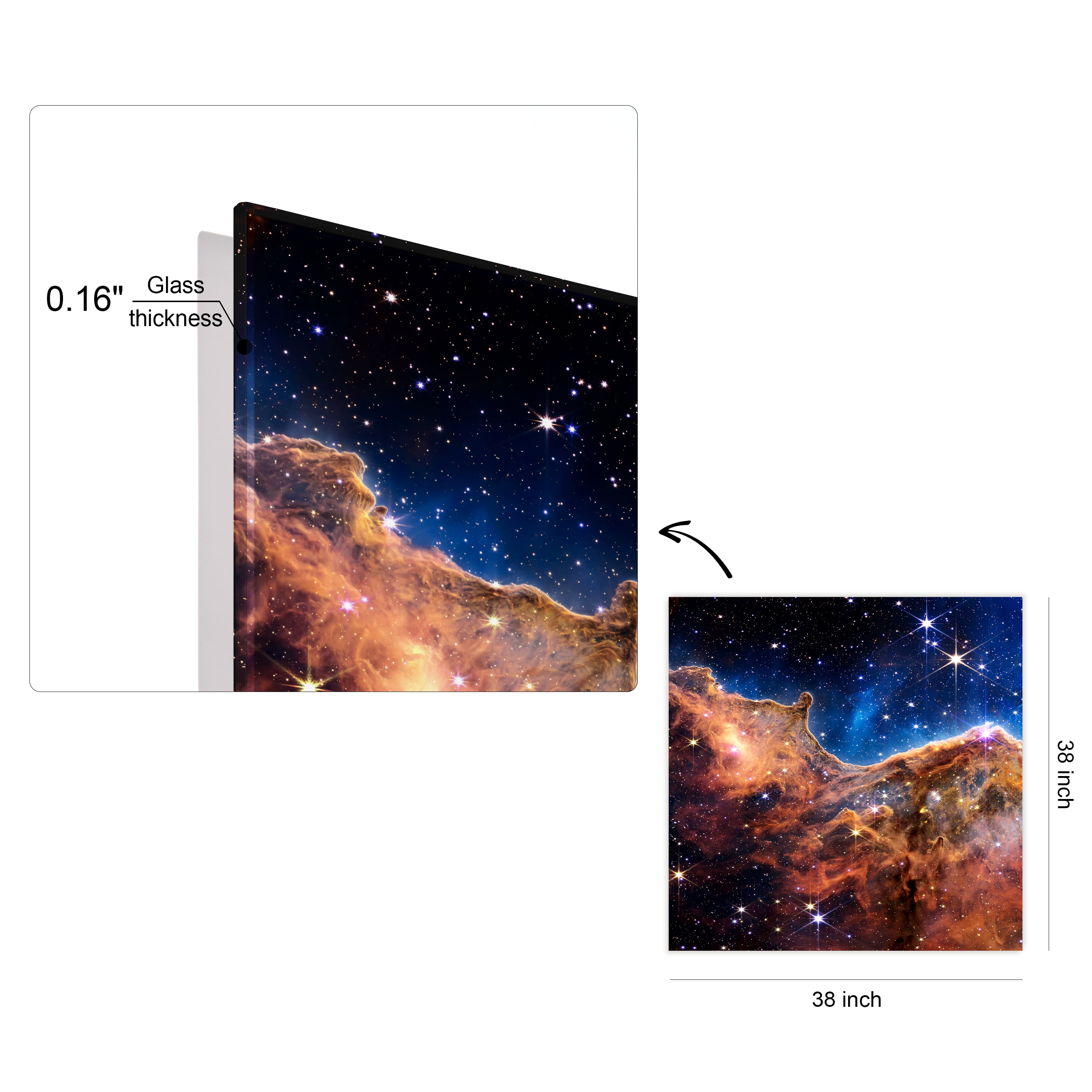 "Mountains of the Carina Nebula I" Frameless Free Floating Reverse Printed Tempered Glass Wall Art