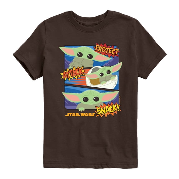 Star Wars - Protect Attack Snack - Youth Boys Short Sleeve Graphic T-Shirt