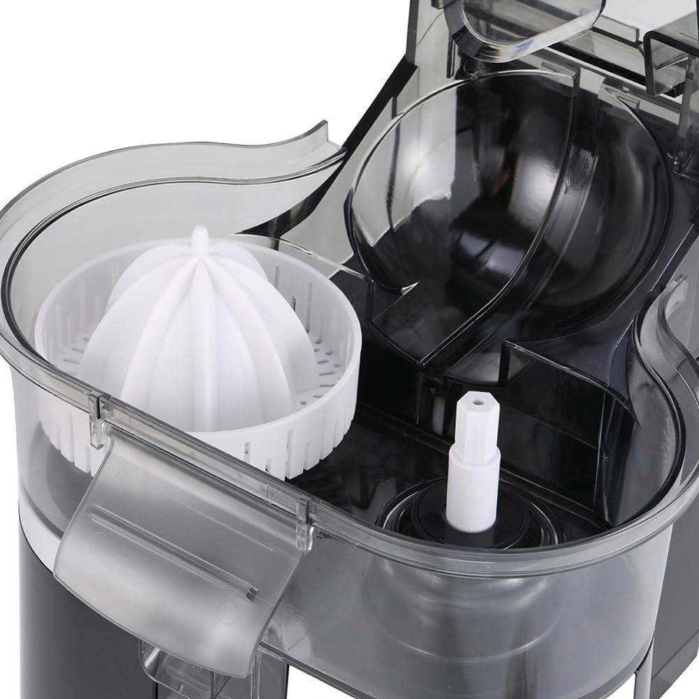 Dual-Head Automatic Citrus Juicer, Upgraded Electric Citrus Juicer, Electric Orange Juicer Machine with Built-in Cutter and Cleaning Brush, 1-Button Orange Lemon Lime Squeezer for Kitchen (Black 1Pc)