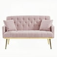 thumbnail image 3 of Modern Pink Teddy Fabric 2-Seater Sofa with Solid Wood Frame, 3 of 8