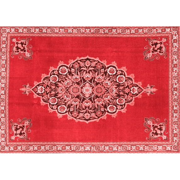 Ahgly Company Indoor Rectangle Medallion Red Traditional Area Rugs, 5' x 7'