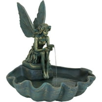 Sunnydaze Fairy Shell Bronze Fiberglass Outdoor Water Fountain