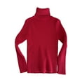 thumbnail image 7 of XIMIN Kids Girls Solid Color Ribbed Knitted Shirts Mock Neck Tee Top Turtleneck Long Sleeve Basic Fall Winter Casual Slim Fit Base Layer Pullover Tee, 7 of 7