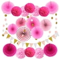thumbnail image 1 of Decoración artística de papel, abanico de papel duradero artístico, plegable, respetuoso con el medio ambiente, Harisen, Navidad, boda, fiesta Kits de decoración para fiestas Combinación Rosa Yuarrent HA073038-04, 1 of 6