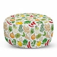 thumbnail image 1 of Vegetable Pouf Cover with Zipper, Legume Onions Ginger Dill Hot Peppers Culinary Herbs Spinach Parsley Cooking, Soft Decorative Fabric Unstuffed Case, 30" W X 17.3" L, Multicolor, by Ambesonne, 1 of 5