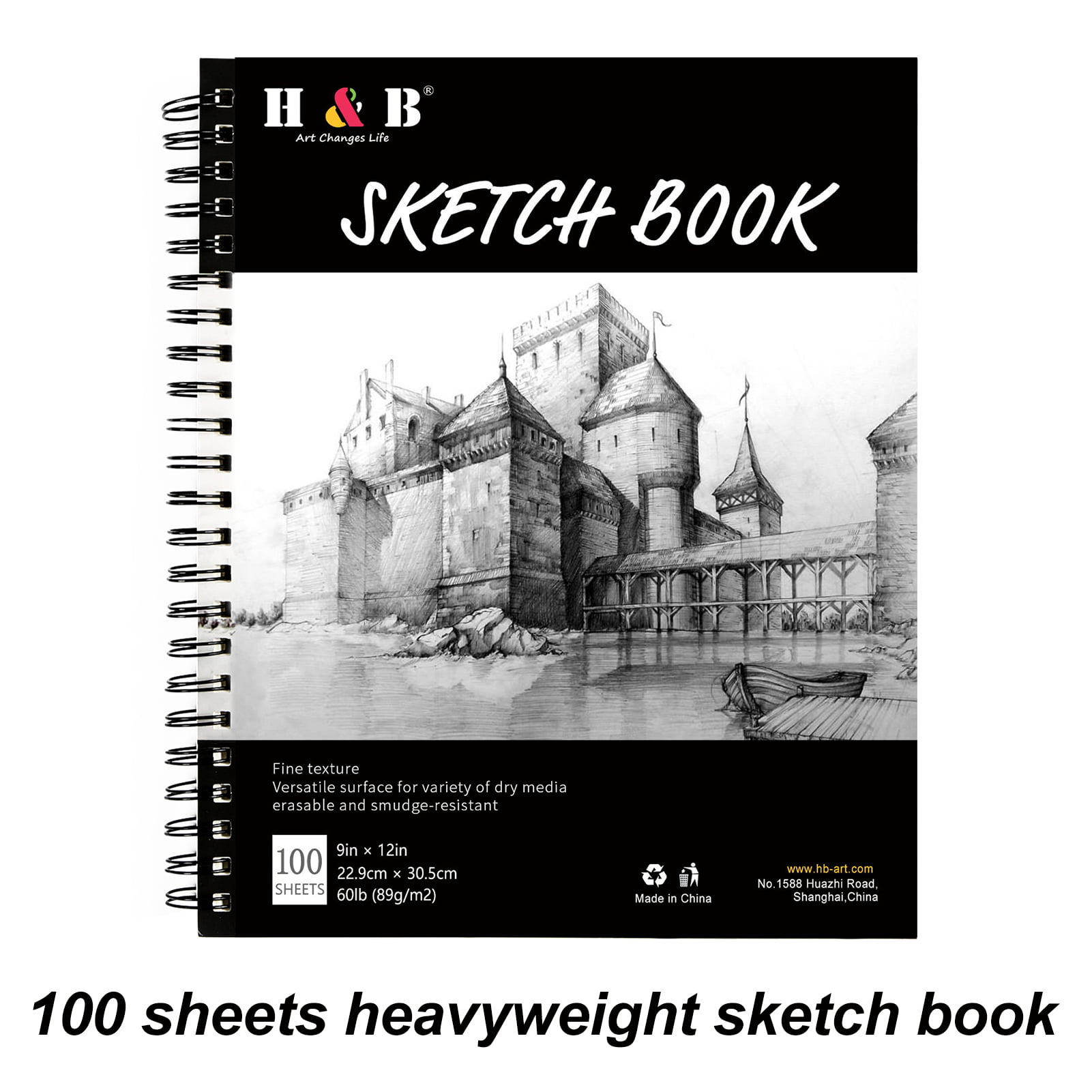 SuFly Hardcover 9x12 Sketchbook, Artist Sketch Pads for Drawing Pack of 2,  120 Sheets 90lb/140GSM Thick Sketch Book for Drawings, Ideal for Kids