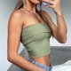 thumbnail image 1 of Top Corto Sin Tirantes Algodón Bodycon Tube Tops Basic Sin mangas Spicy Girl Daily Outfit (Verde M) Cgtredaw Para estrenar, 1 of 6