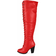 thumbnail image 2 of Forever Camila-48 Women's Lace Up Over The Knee Boots Stacked Block High Heel Side Zipper Thigh High Boots Red 7.5, 2 of 5