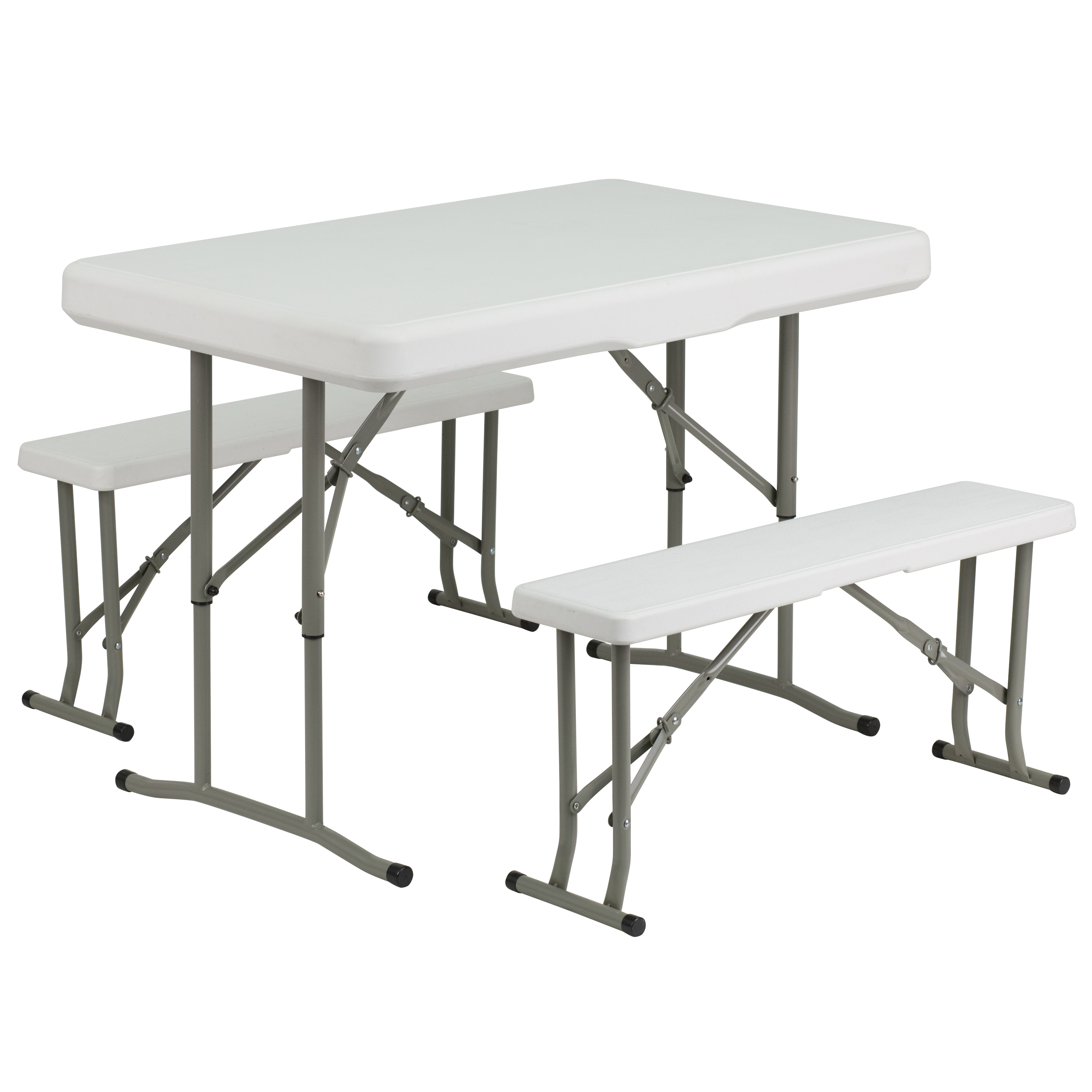 Flash Furniture 3 Piece Portable Plastic Folding Bench and Table Set - image 2 of 11