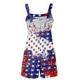 thumbnail image 4 of FASHOFT Womens 4th of July Overalls Shorts Romper American flag Print Festival Jumpsuits Work Bibs Coveralls Gifts for Women White L, 4 of 5