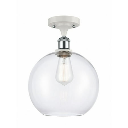 

516-1C-WPC-G122-10-Innovations Lighting-Athens - 1 Light Semi-Flush Mount In Industrial Style-15 Inches Tall and 10 Inches Wide-White/Polished Chrome