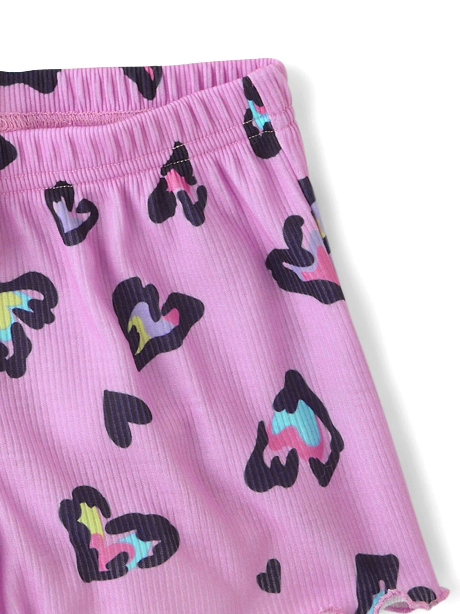 The Children's Place Girls Short Sleeve Leopard Heart Lettuce PJs, 2-Piece, Sizes XS-XXL