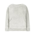 thumbnail image 5 of Xdegoge Oversized Fleece Fuzzy Sweatshirt Long Sleeve Crewneck Thick Warm Pullover Soild Color Drop Shoulder Loose Tops 2025 Fall Winter Thermal Fashion Outfits with Pocket Fit Street Home S-Xxl, 5 of 8