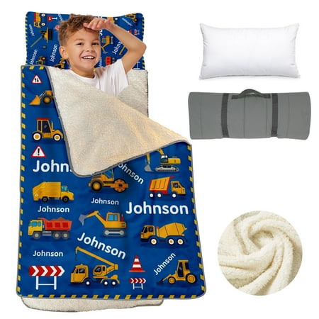 Personalized Nap Mat with Pillow and Blanket for Toddlers Ideal for Preschool and Naptime