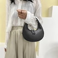 thumbnail image 1 of Bolsa De Hombro Bolso Bolso de cuero de moda para mujer Bolsos de hombro Hobos de media luna sólida (Negro), 1 of 5