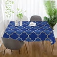 thumbnail image 5 of SKYSONIC 54"x72" Square Tablecloth with Blue Gold Grid Lantern Shapes Prints, Anti-Wrinkle and Smooth Table Cloth for Kitchen/Home Wedding Party Decoration, 5 of 7