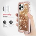thumbnail image 7 of Designed for Apple iPhone 12 Heavy Duty Case, Heavy Duty Glitter Case for Girls Women Liquid Bling Sparkle Shining Glitter Luxury Shockproof Phone Case Cover for Apple iPhone 12,Rose, 7 of 7