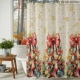 thumbnail image 3 of Merry Christmas Tree with Bowknot Shower Curtain for Bathroom, Gold Snowflake on Linen Waterproof Shower Curtains Washable Quick Dry with Hooks Bathtub Curtains 36x72IN, 3 of 9