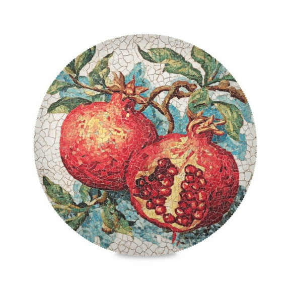 Round Placemat Heat Resistant & Wrinkle-Free Dining Table Decor Placemat For Home & Weddings Pomegranate Puzzle