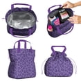 thumbnail image 2 of Purple Leopard Print Drawstring Lunch Bag Women - Drawstring Lunch Bag Insulated for Work Office - Stain-Resistant Large Lunchbags for Women with Multi-Pockets, 2 of 6