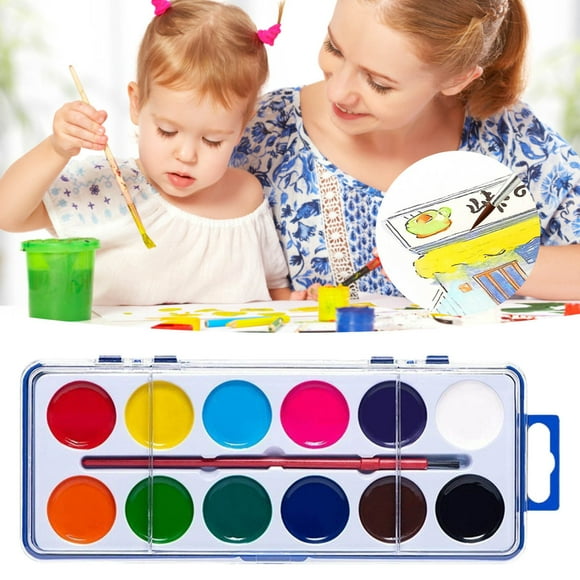 IMENGL Watercolor Paint Set For Kids Washable Paints In 12 Colors With Paintbrush Fun And Learning Tool For Home And School Ideal Water Paints For Kids And Watercolo Activities for Toddlers 1-3,Todd