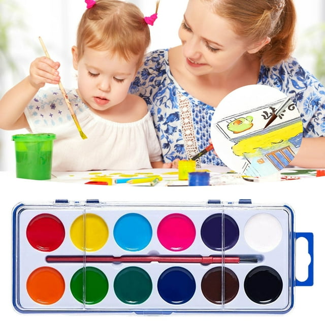 IMENGL Watercolor Paint Set For Kids Washable Paints In 12 Colors With Paintbrush Fun And Learning Tool For Home And School Ideal Water Paints For Kids And Watercolo Activities for Toddlers 1-3,Todd