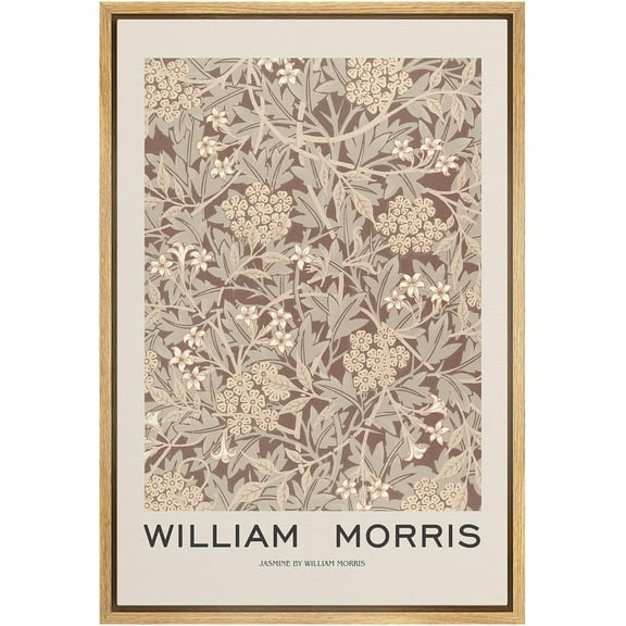 IDEA4WALL Framed Canvas Print Jasmine Floral Pattern by William Morris Historic Cultural Illustrations Fine Art Traditional Floral Poster for Living Room, Bedroom, Office - Natural 24"x36"