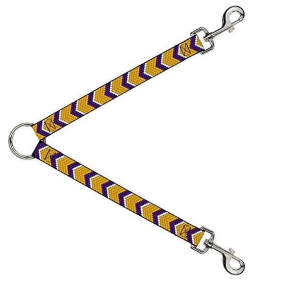 Buckle Down Dog Leash Splitter Chevron Weave Gold Purple White 1 Foot Long 1 Inch Wide
