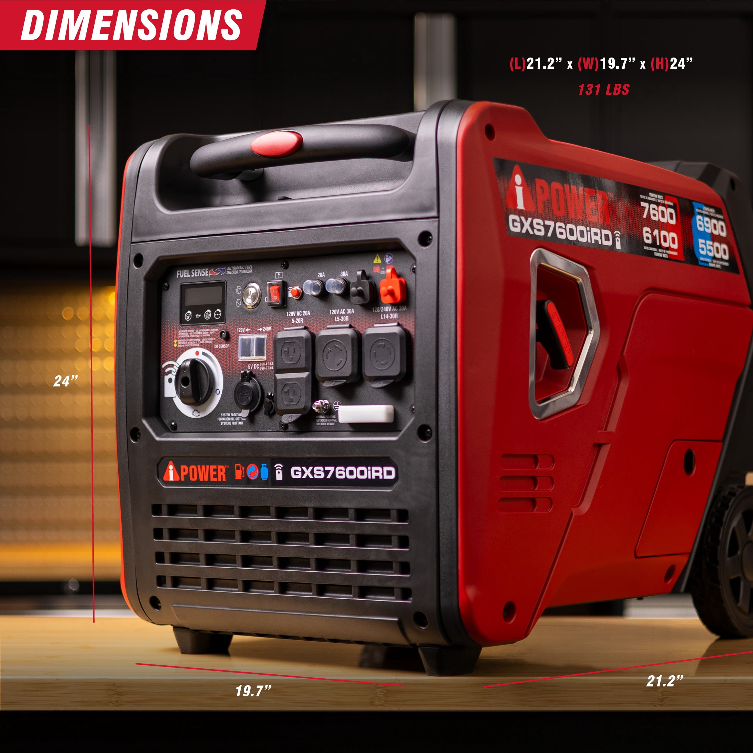 A-iPower 7600-Watt Dual Fuel Remote Electric Start Inverter Generator with 322cc OHV Engine