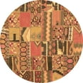 thumbnail image 1 of Ahgly Company Indoor Round Patchwork Brown Transitional Area Rugs, 4' Round, 1 of 4