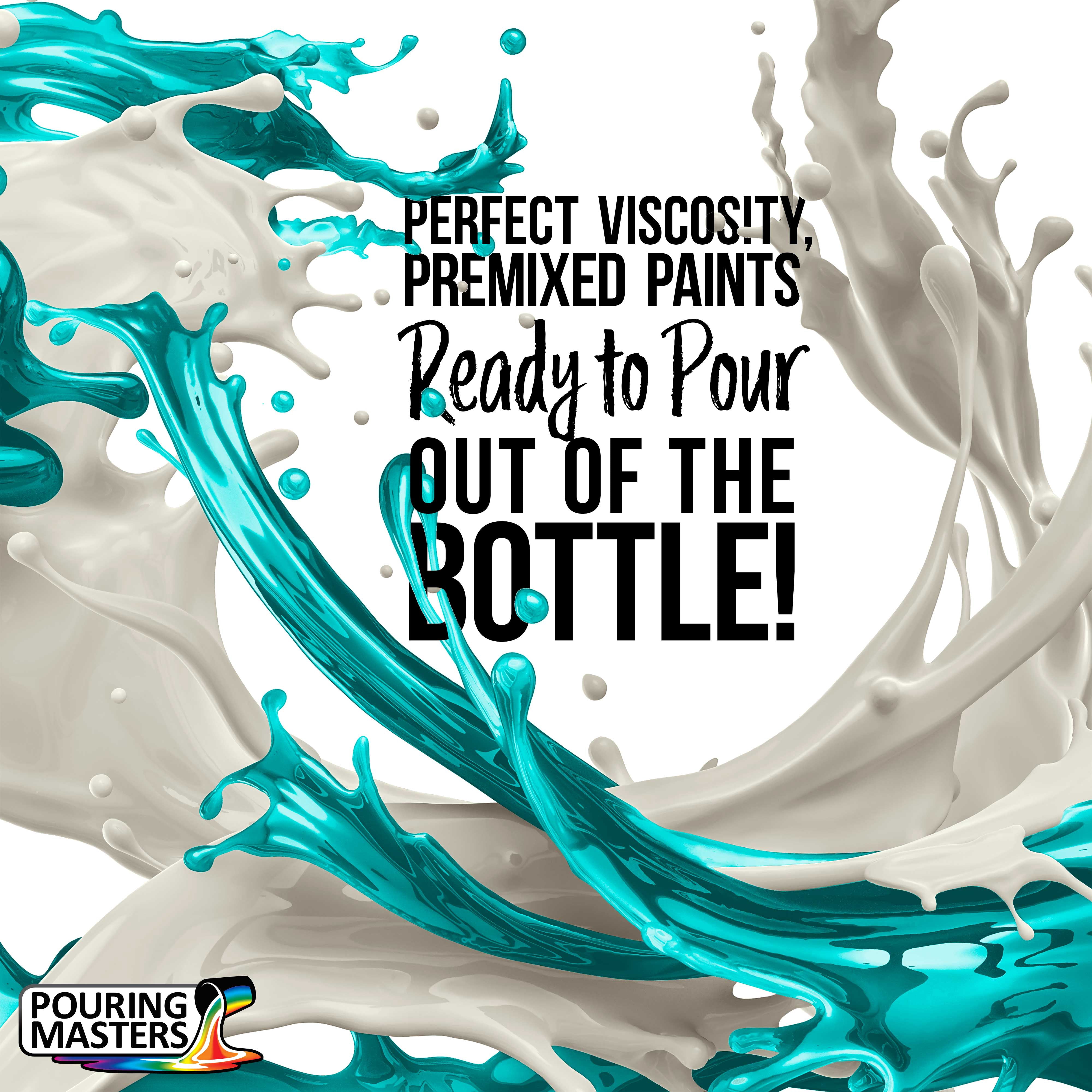 Pouring Masters 48-Color Ready-to-Pour Acrylic Pouring Paint Set: Premium Pre-Mixed, Silicone Oil & Gloss Medium, 2oz & 8oz Bottles, for Canvas, Wood & Crafts