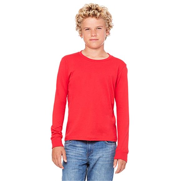 3501Y Youth Jersey Long Sleeve Tee - Red, YS